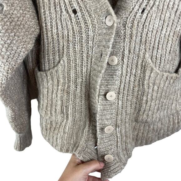 Jonathan Simkhai Reagan Alpaca Wool Blend Chunky Cardigan Sweater Brown Size XS - Picture 4 of 7